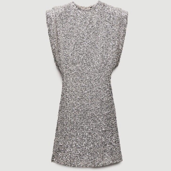 Zara Sparkle Sequin Shoulder Pads  Dress ZW COLLECTION - Picture 5 of 16